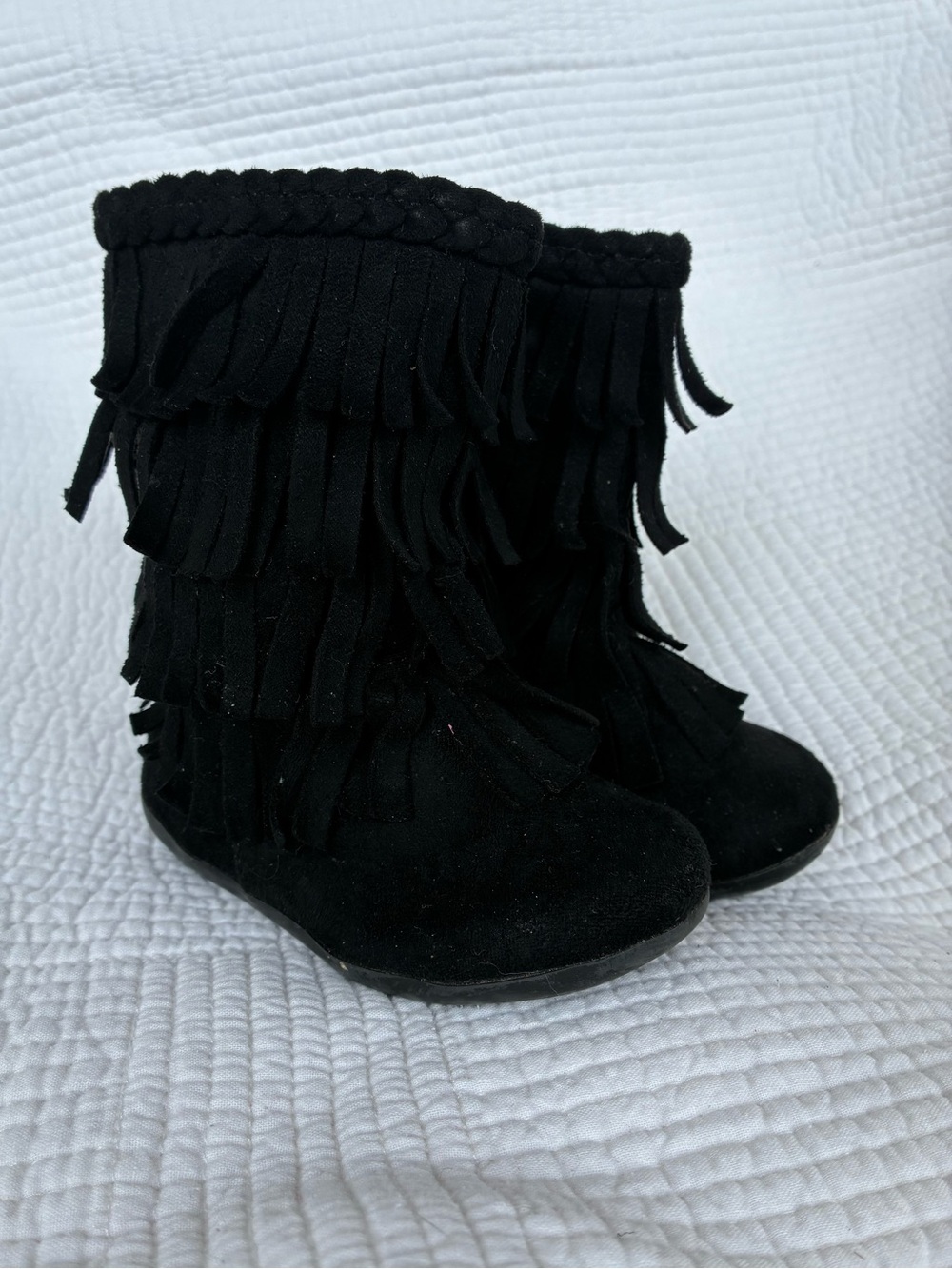 Toddler Black Fringe Boots